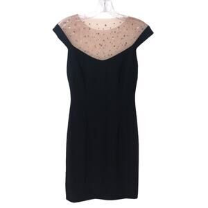 Betsy & Adam Illusion Yoke Rhinestone Embellished Cocktail Dress 2 NWT